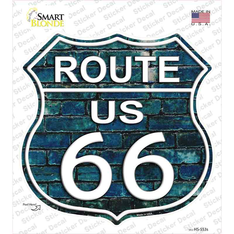 HS-553s-M Route 66 Blue Brick Wall Novelty Highway Shield Sticker Decal - Medium