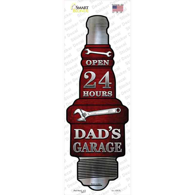 J-017s-M Dads Garage Novelty Spark Plug Sticker Decal - Medium
