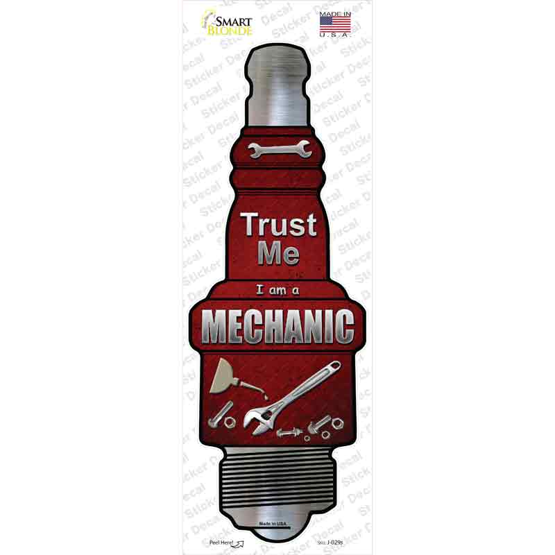 J-029s-M Mechanic Novelty Spark Plug Sticker Decal - Medium