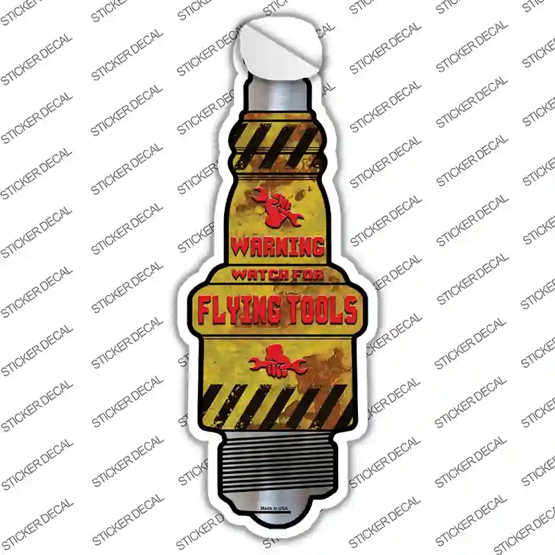 J-080s-XL Watch for Flying Tools Novelty Spark Plug Sticker Decal - Extra Large