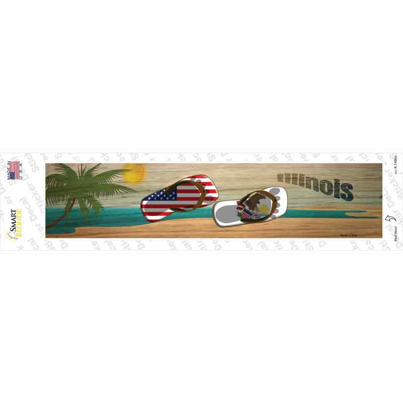 K-1486s-M Illinois & US Flag Novelty Narrow Sticker Decal - Medium