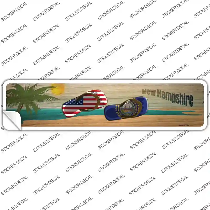 K-1502s-S Hew Hampshire & US Flag Novelty Narrow Sticker Decal - Small
