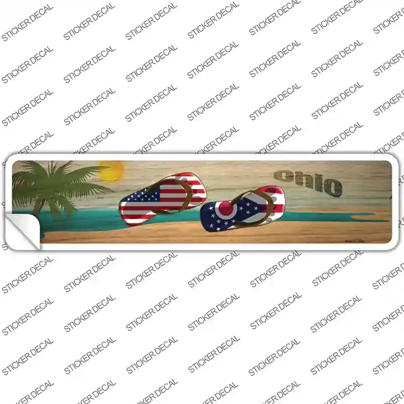 K-1508s-S Ohio & US Flag Novelty Narrow Sticker Decal - Small