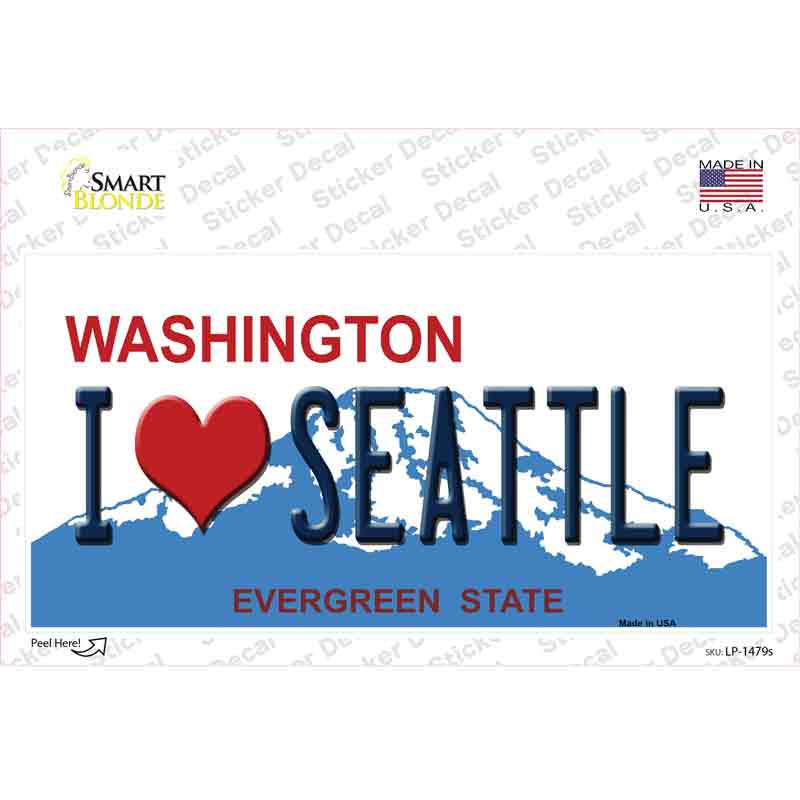 LP-1479s-M I Love Seattle Washington Novelty Sticker Decal - Medium