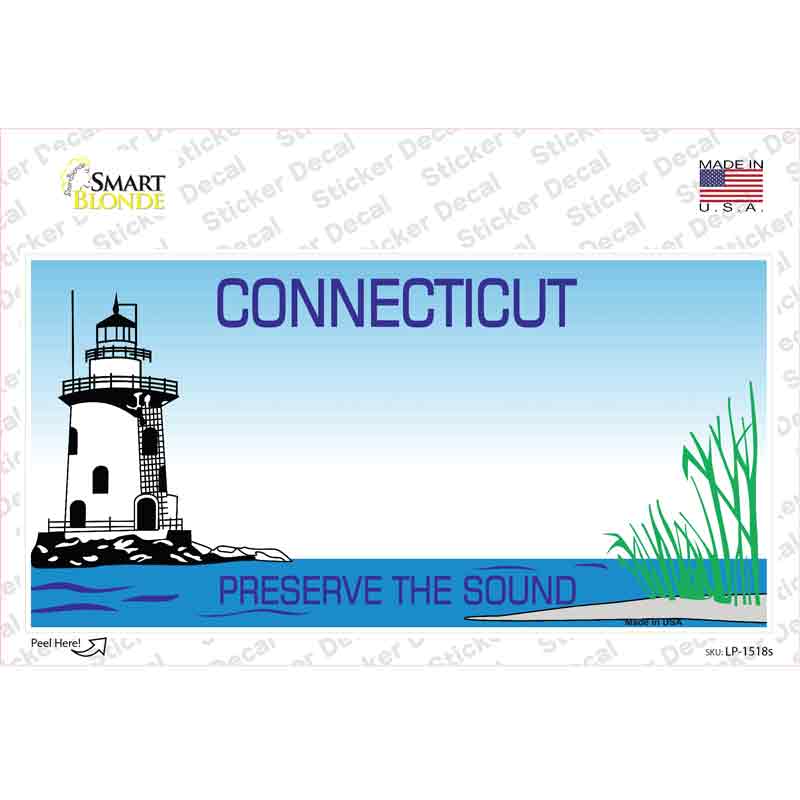LP-1518s-M Connecticut State Blank Novelty Sticker Decal - Medium