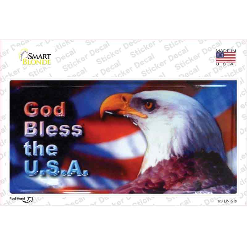 LP-151s-M God Bless USA Eagle Novelty Sticker Decal - Medium