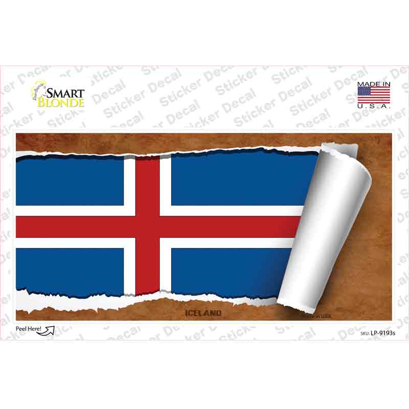 LP-9193s-M Iceland Flag Scroll Novelty Sticker Decal - Medium