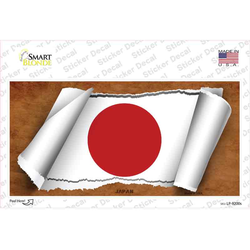 LP-9200s-M Japan Flag Scroll Novelty Sticker Decal - Medium