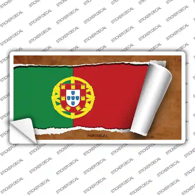 LP-9210s-S Portugal Flag Scroll Novelty Sticker Decal - Small