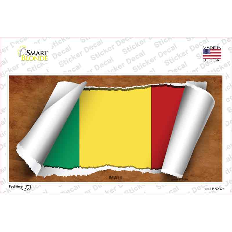 LP-9232s-M Mali Flag Scroll Novelty Sticker Decal - Medium