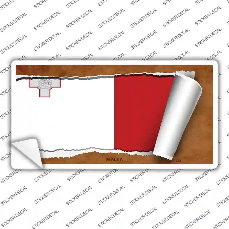 LP-9233s-L Malta Flag Scroll Novelty Sticker Decal - Large