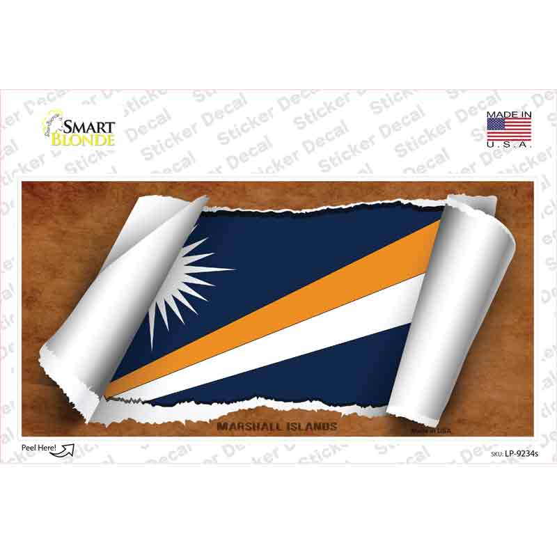 LP-9234s-M Marshall Islands Flag Scroll Novelty Sticker Decal - Medium