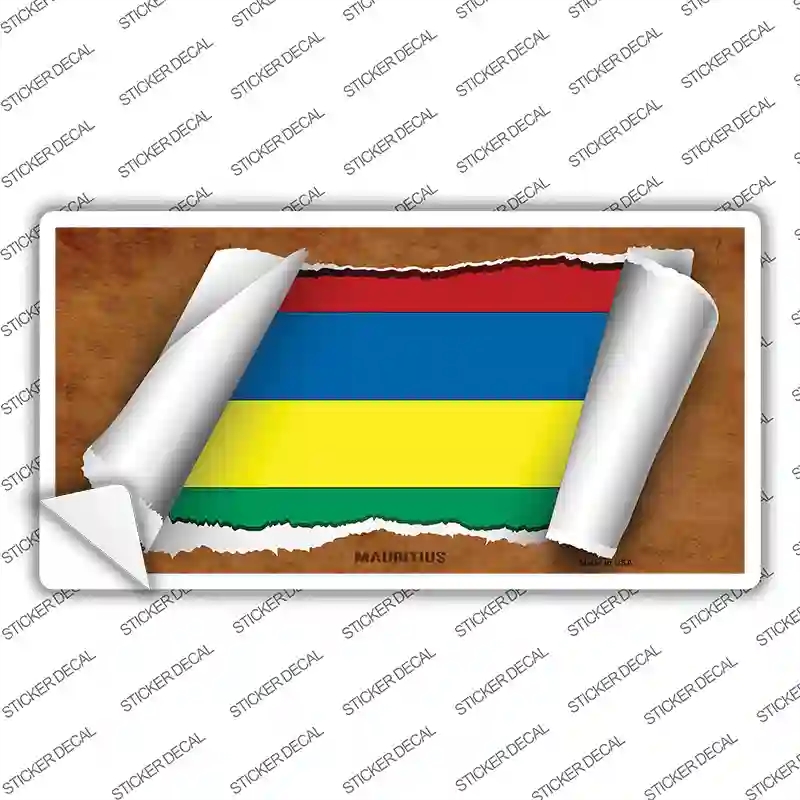 LP-9236s-XL Mauritius Flag Scroll Novelty Sticker Decal - Extra Large