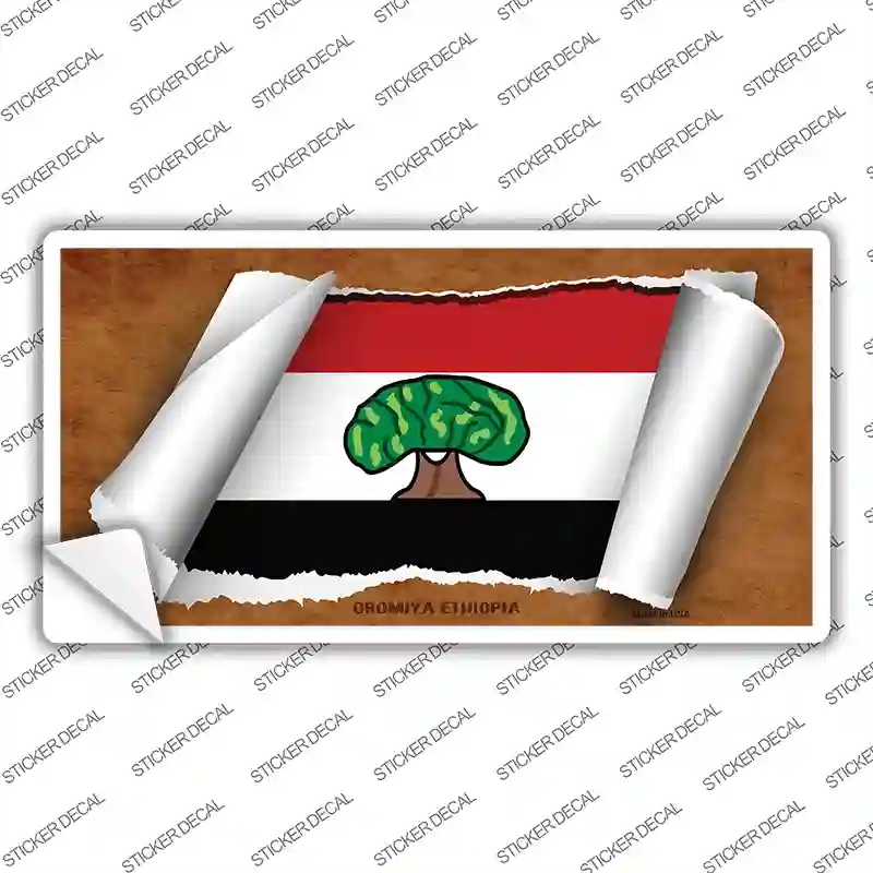 LP-9340s-S Oromia Ethiopia Flag Scroll Novelty Sticker Decal - Small