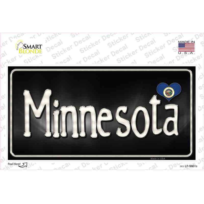 LP-9461s-M Minnesota Flag Script Novelty Sticker Decal - Medium