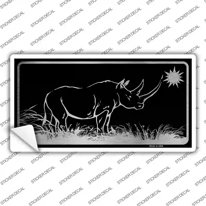 LPC-1071s-L Rhino Black Brushed Chrome Novelty Sticker Decal - Large