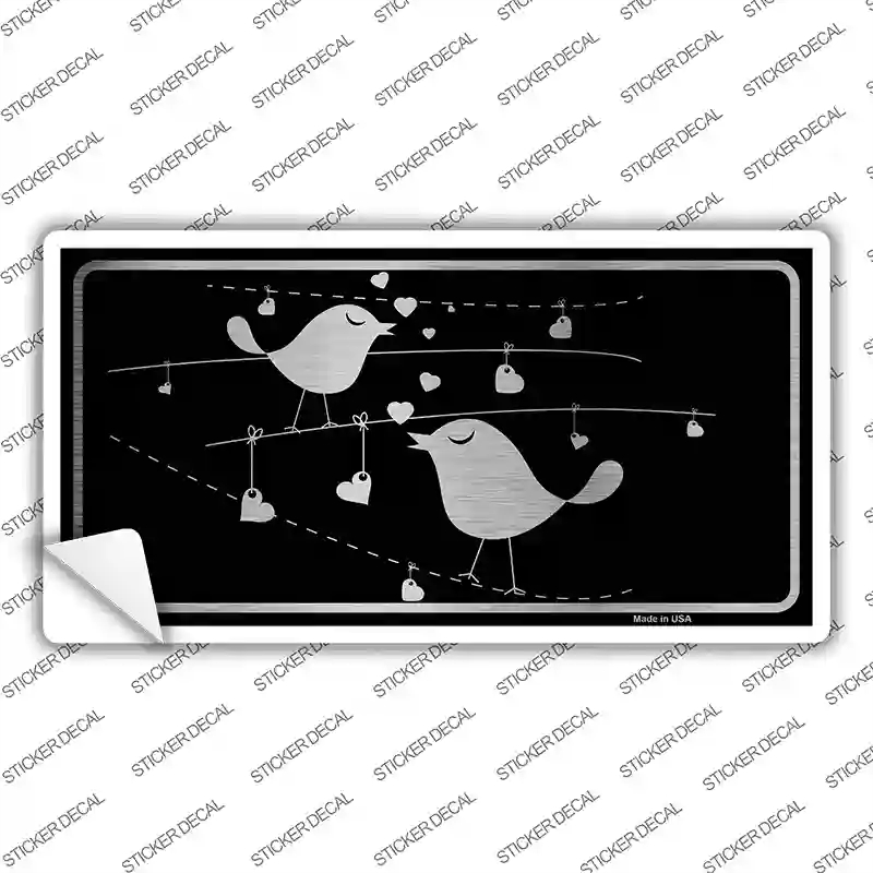 LPC-1077s-S Love Birds Black Brushed Chrome Novelty Sticker Decal - Small