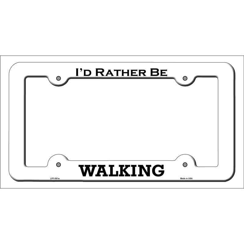 LPF-091w 12 x 6 in. Walking Novelty Metal License Plate Frame - White