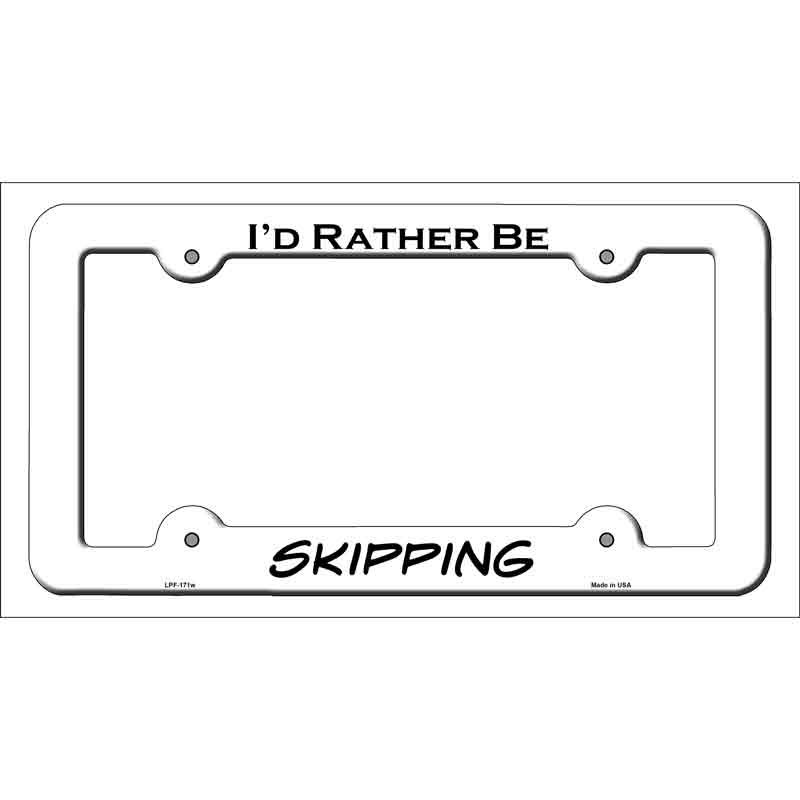 LPF-171w 12 x 6 in. Skipping Novelty Metal License Plate Frame - White