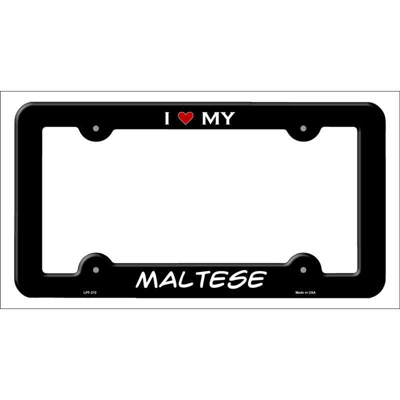 LPF-212b 12 x 6 in. Maltese Novelty Metal License Plate Frame - Black