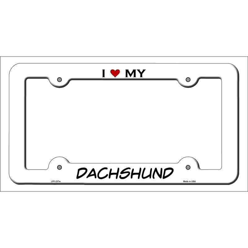 LPF-237w 12 x 6 in. Dachshund Novelty Metal License Plate Frame - White