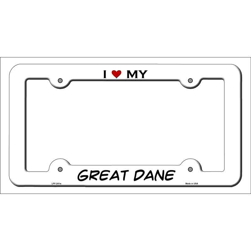 LPF-241w 12 x 6 in. Great Dane Novelty Metal License Plate Frame - White