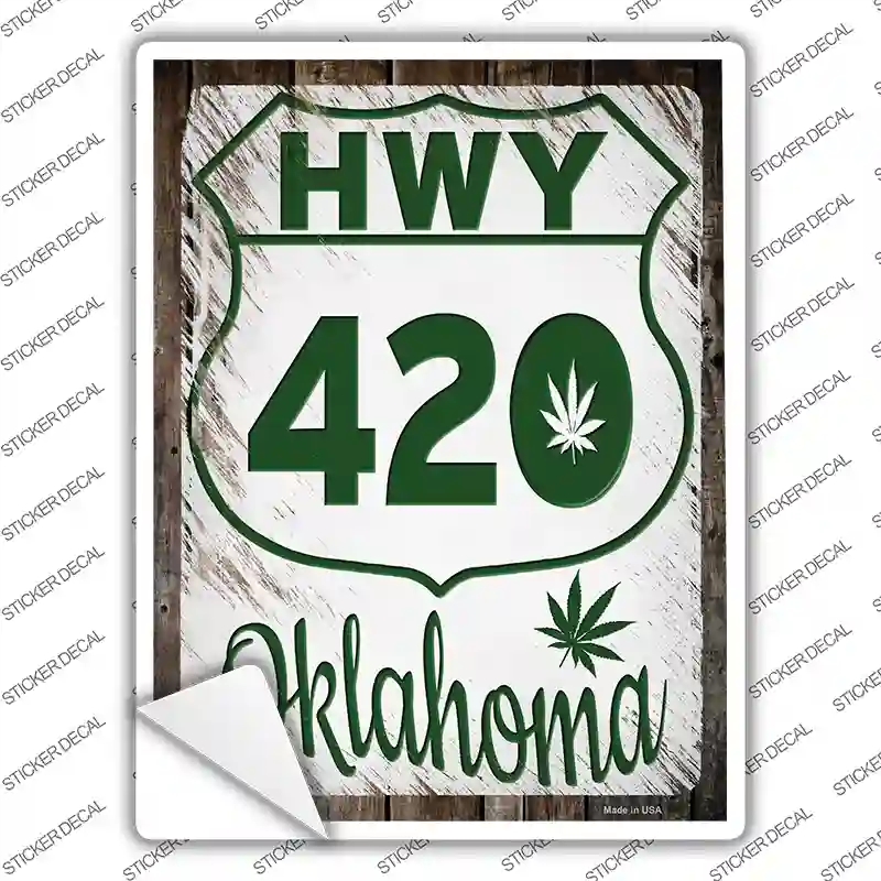 P-3291s-L HWY 420 Oklahoma Novelty Rectangle Sticker Decal - Large