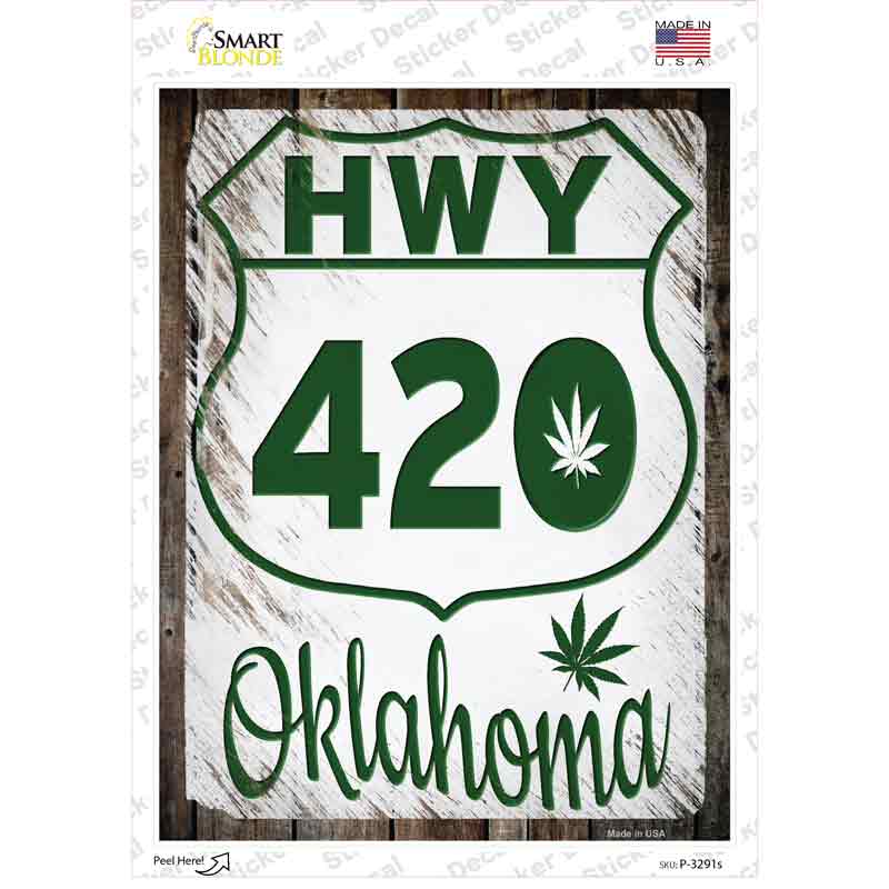 P-3291s-M HWY 420 Oklahoma Novelty Rectangle Sticker Decal - Medium
