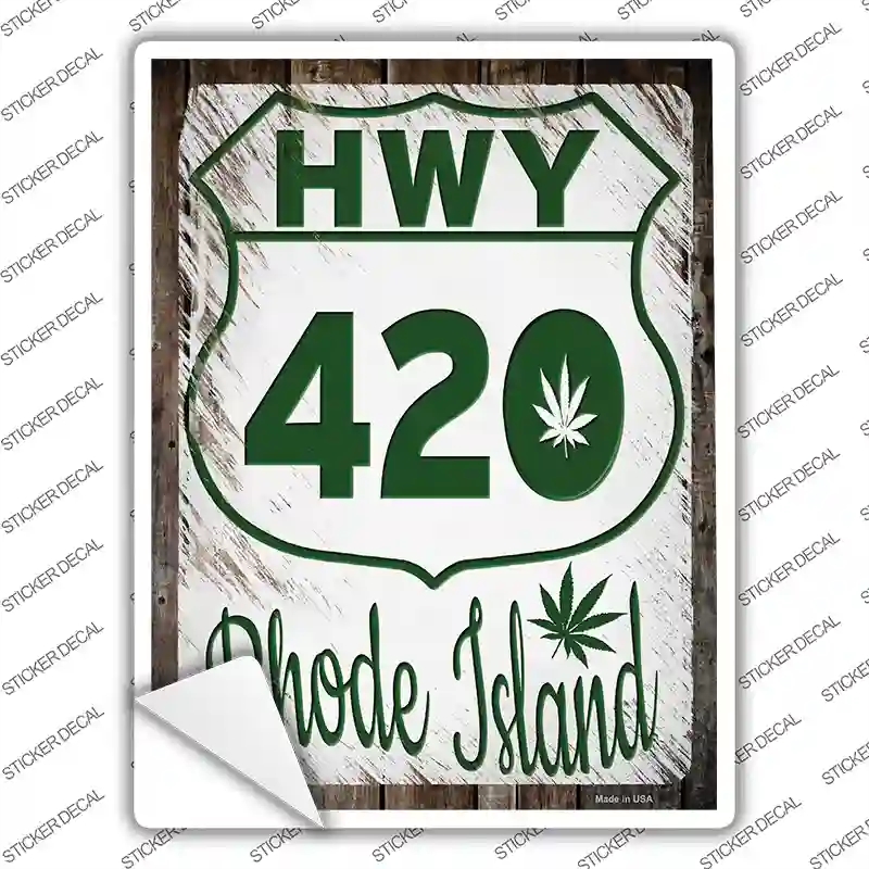P-3294s-S HWY 420 Rhode Island Novelty Rectangle Sticker Decal - Small