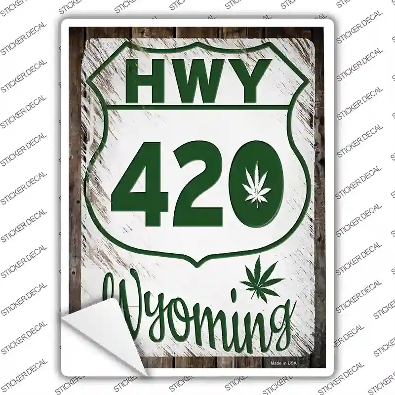 P-3305s-L HWY 420 Wyoming Novelty Rectangle Sticker Decal - Large
