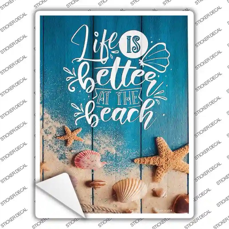 P-3612s-XL Life is Better At the Beach Seashells Novelty Rectangle Sticker Decal - Extra Large