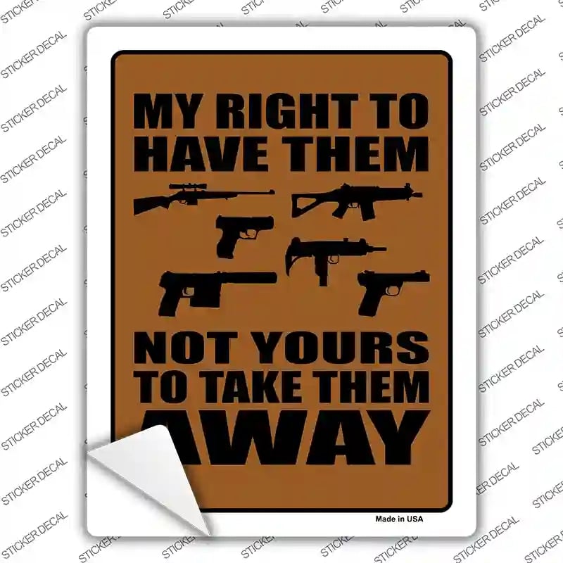 P-380s-L My Right Not Yours Novelty Rectangle Sticker Decal - Large