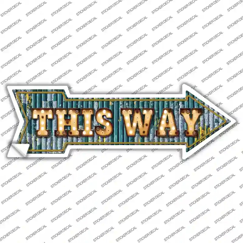 A-443s-L This Way Bulb Letters Novelty Arrow Sticker Decal - Large