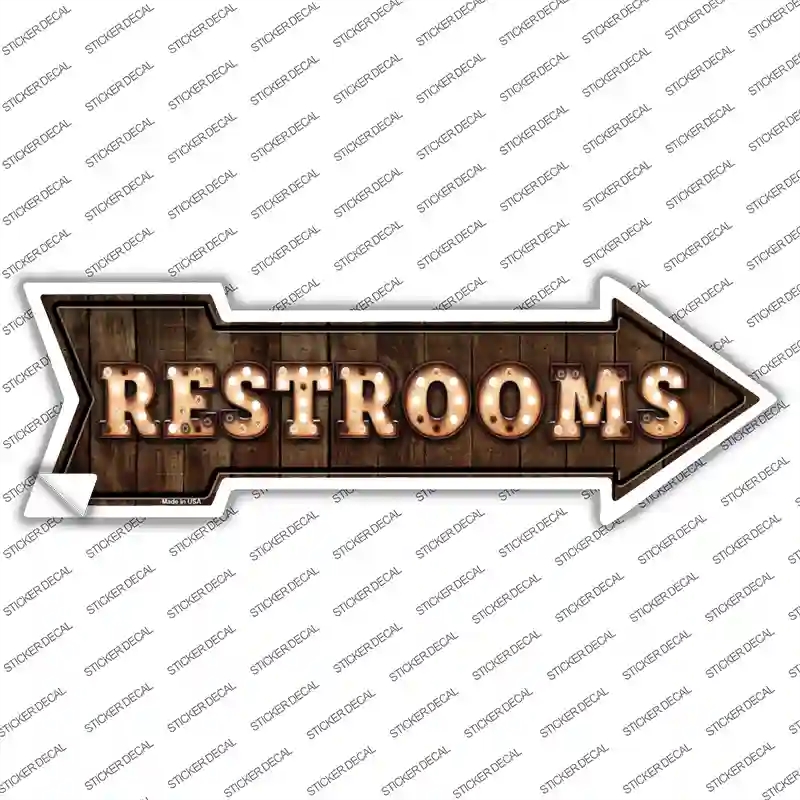 A-455s-L Restrooms Bulb Letters Novelty Arrow Sticker Decal - Large