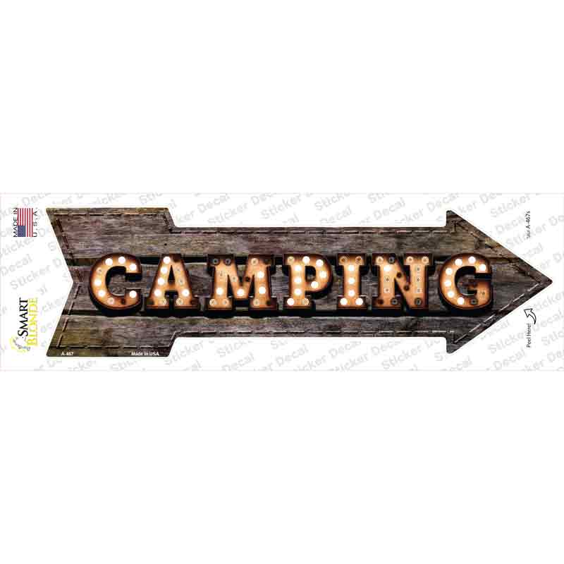 A-467s-M Camping Bulb Letters Novelty Arrow Sticker Decal - Medium