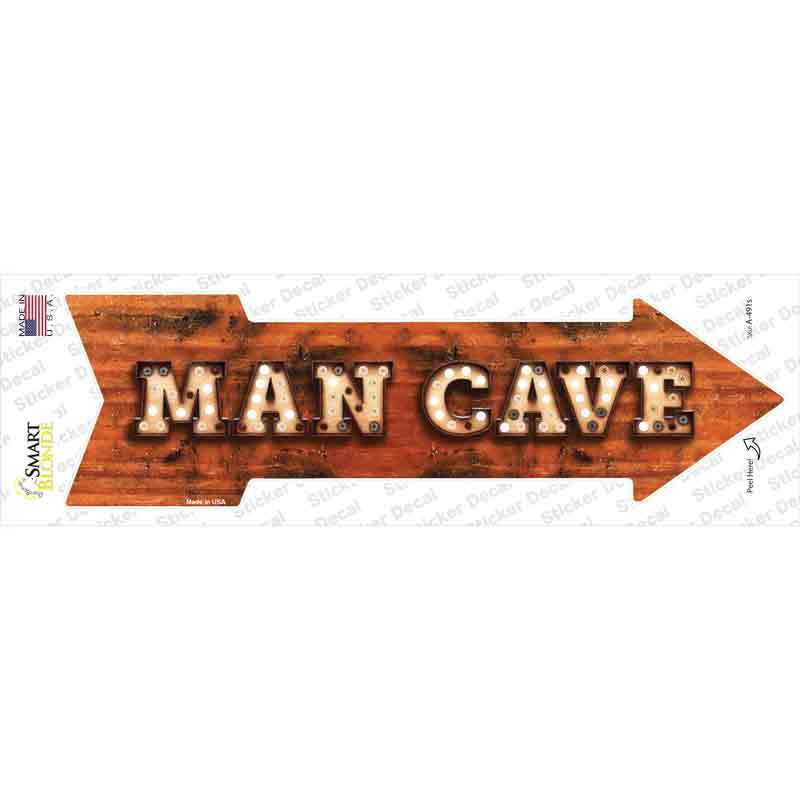 A-491s-M Man Cave Bulb Letters Novelty Arrow Sticker Decal - Medium