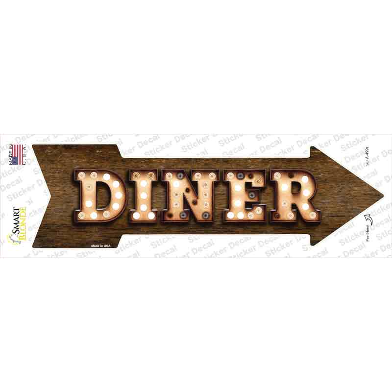 A-499s-M Diner Bulb Letters Novelty Arrow Sticker Decal - Medium