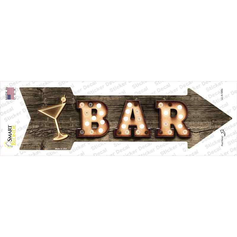 A-500s-M Bar with Cocktail Bulb Letters Novelty Arrow Sticker Decal - Medium