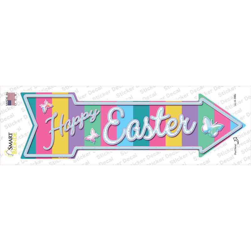 A-398s-M Happy Easter with Butterflies Novelty Arrow Sticker Decal - Medium