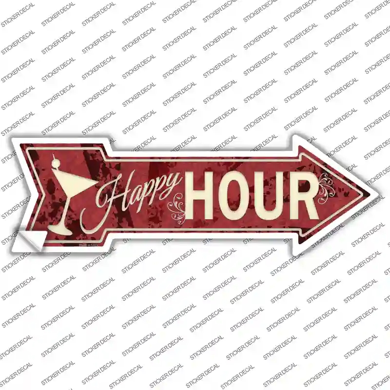A-410s-S Happy Hour Novelty Arrow Sticker Decal - Small