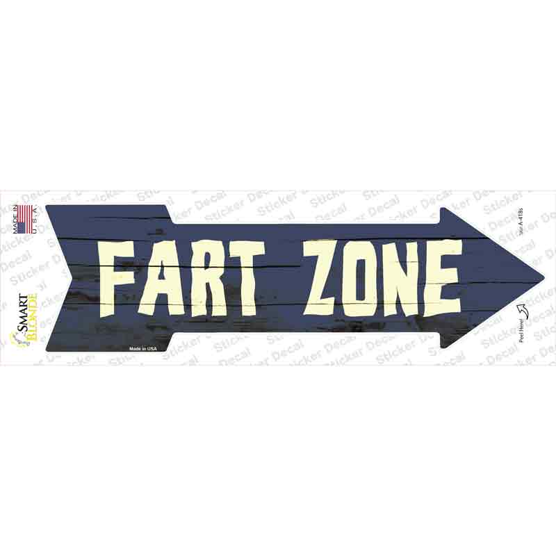 A-418s-M Fart Zone Novelty Arrow Sticker Decal - Medium