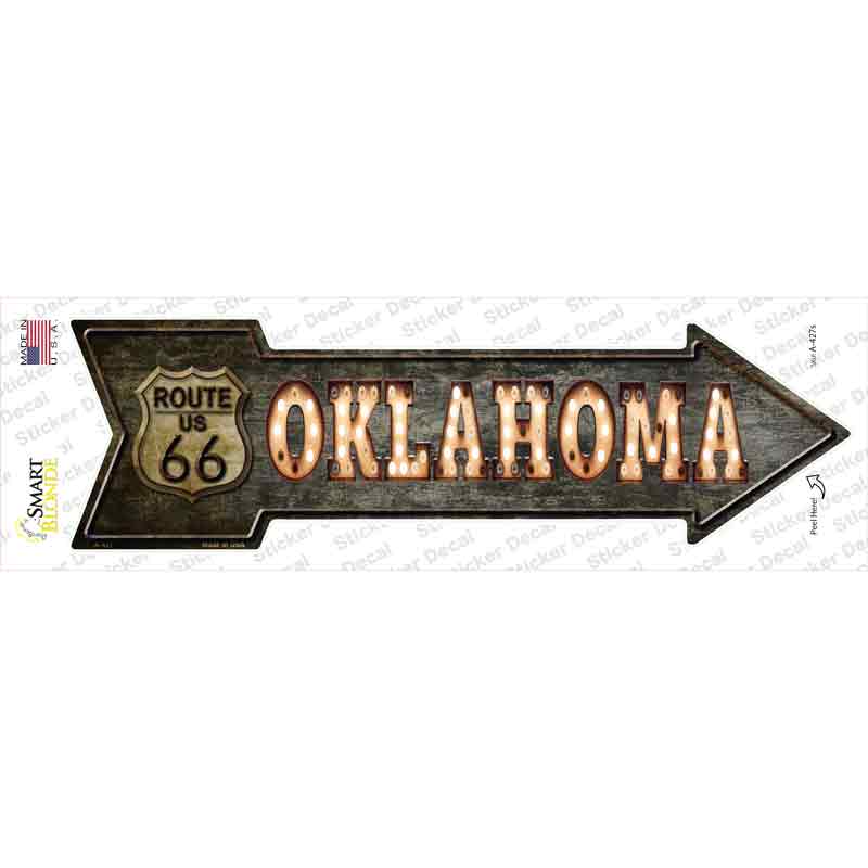 A-427s-M Oklahoma Route 66 Bulb Letters Novelty Arrow Sticker Decal - Medium