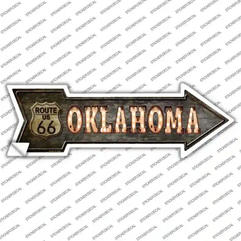 A-427s-S Oklahoma Route 66 Bulb Letters Novelty Arrow Sticker Decal - Small