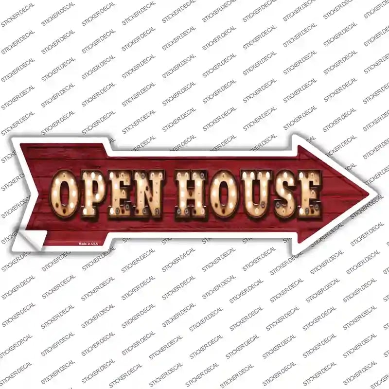 A-437s-XL Open House Bulb Letters Novelty Arrow Sticker Decal - Extra Large