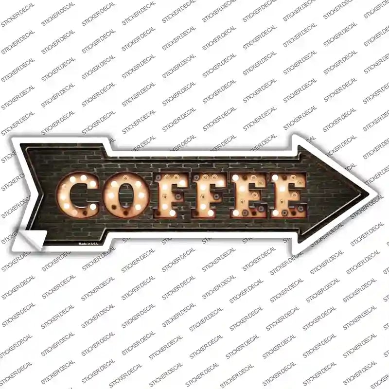 A-447s-XL Coffee Bulb Letters Novelty Arrow Sticker Decal - Extra Large