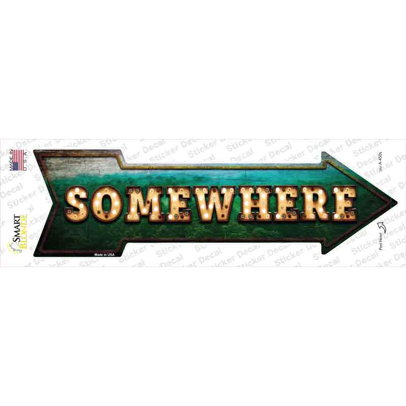 A-450s-M Somewhere Bulb Letters Novelty Arrow Sticker Decal - Medium