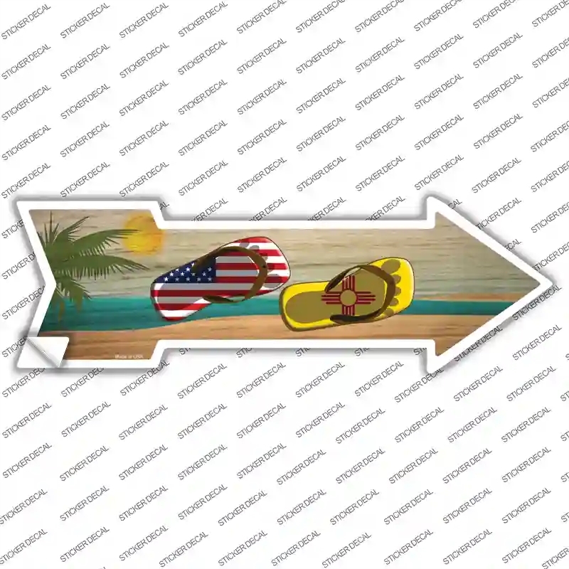 A-726s-S US &   Mexico Flag Flip Flop Novelty Arrow Sticker Decal - Small