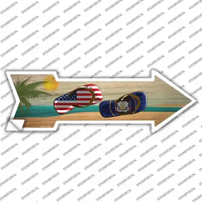 A-739s-S US & Utah Flag Flip Flop Novelty Arrow Sticker Decal - Small