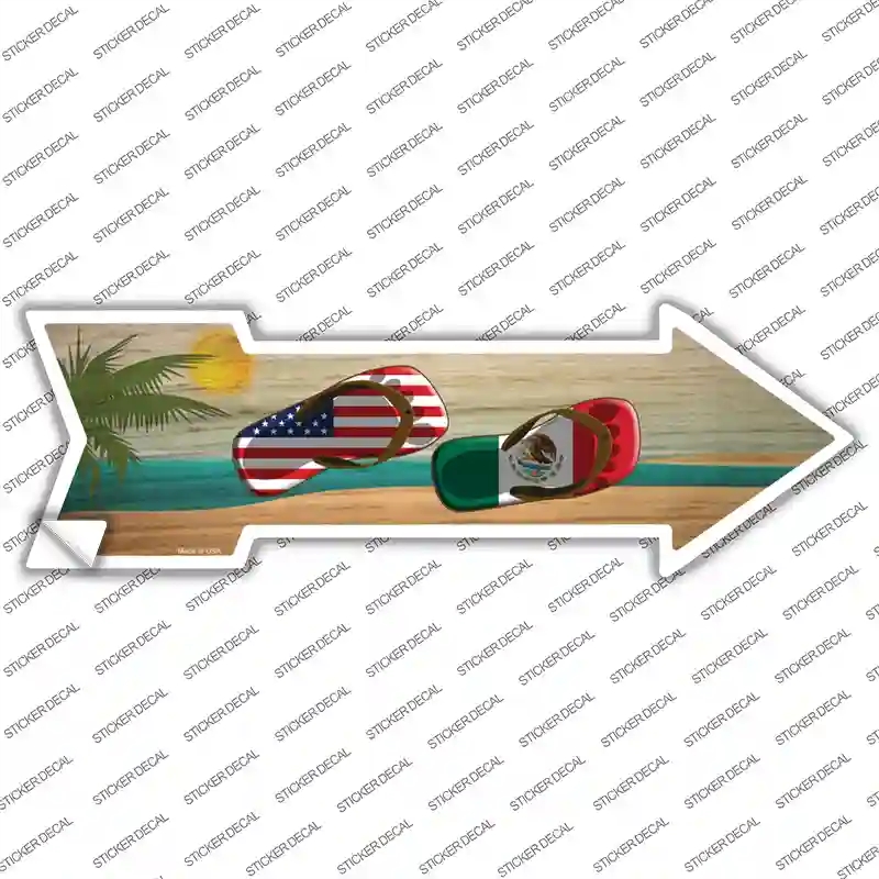 A-748s-S US & Mexico Flag Flip Flop Novelty Arrow Sticker Decal - Small