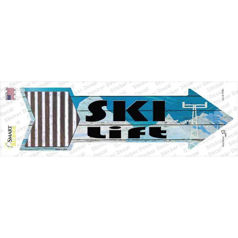 A-759s-M Ski Lift Sky Novelty Arrow Sticker Decal - Medium